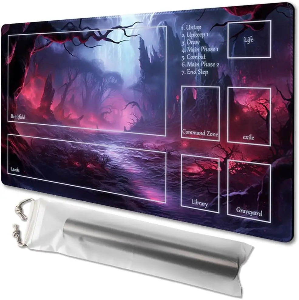

MTG Playmat Size 24x14in Free Storage Bags Non-Slip Backing Printing, Ideal for Card Game Enthusiasts TCG Playmat (with Zone,Cri