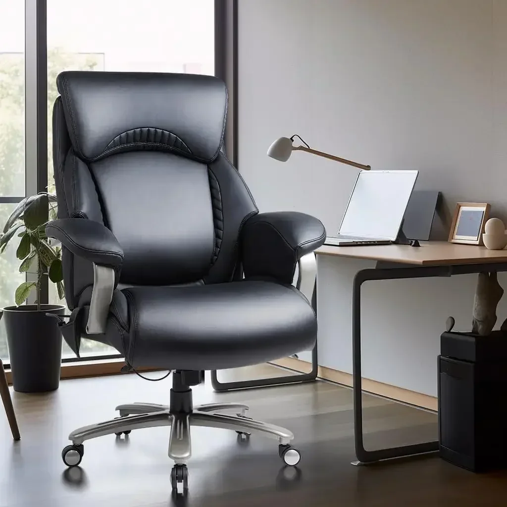 Heavy Duty Ergonomic Computer Chair with Extra Wide Seat, High Back Executive Large Desk, 500lbs