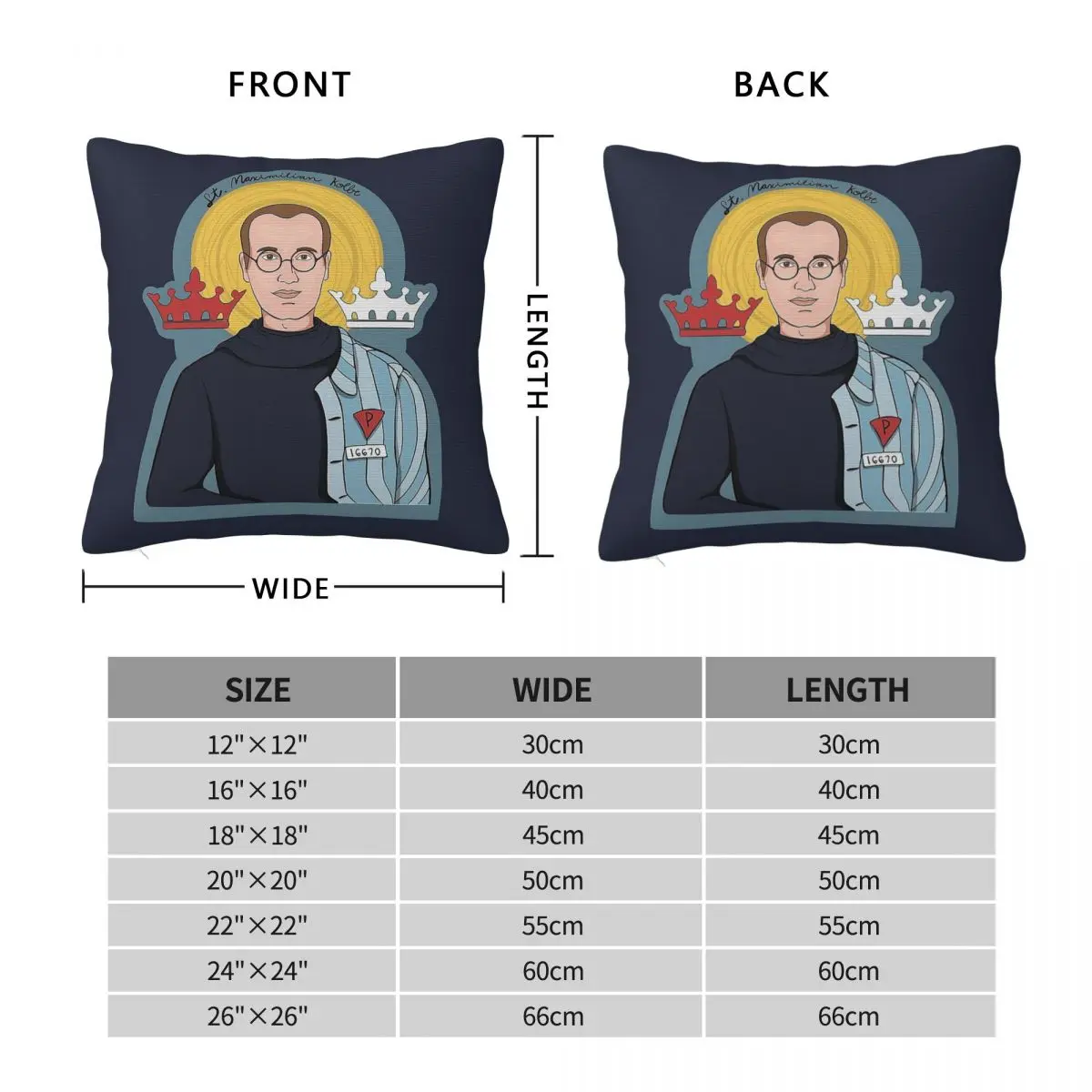 Saint Maximilian Kolbe Square Pillowcase Polyester Linen Velvet Pattern Zip Decorative Throw Pillow Case Bed Cushion Cover