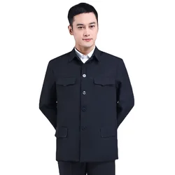 Chinese Tunic Suit for Men Spring and Autumn Style Old-fashioned Top Blue Green Black Grandfather Coat Traditional Clothing