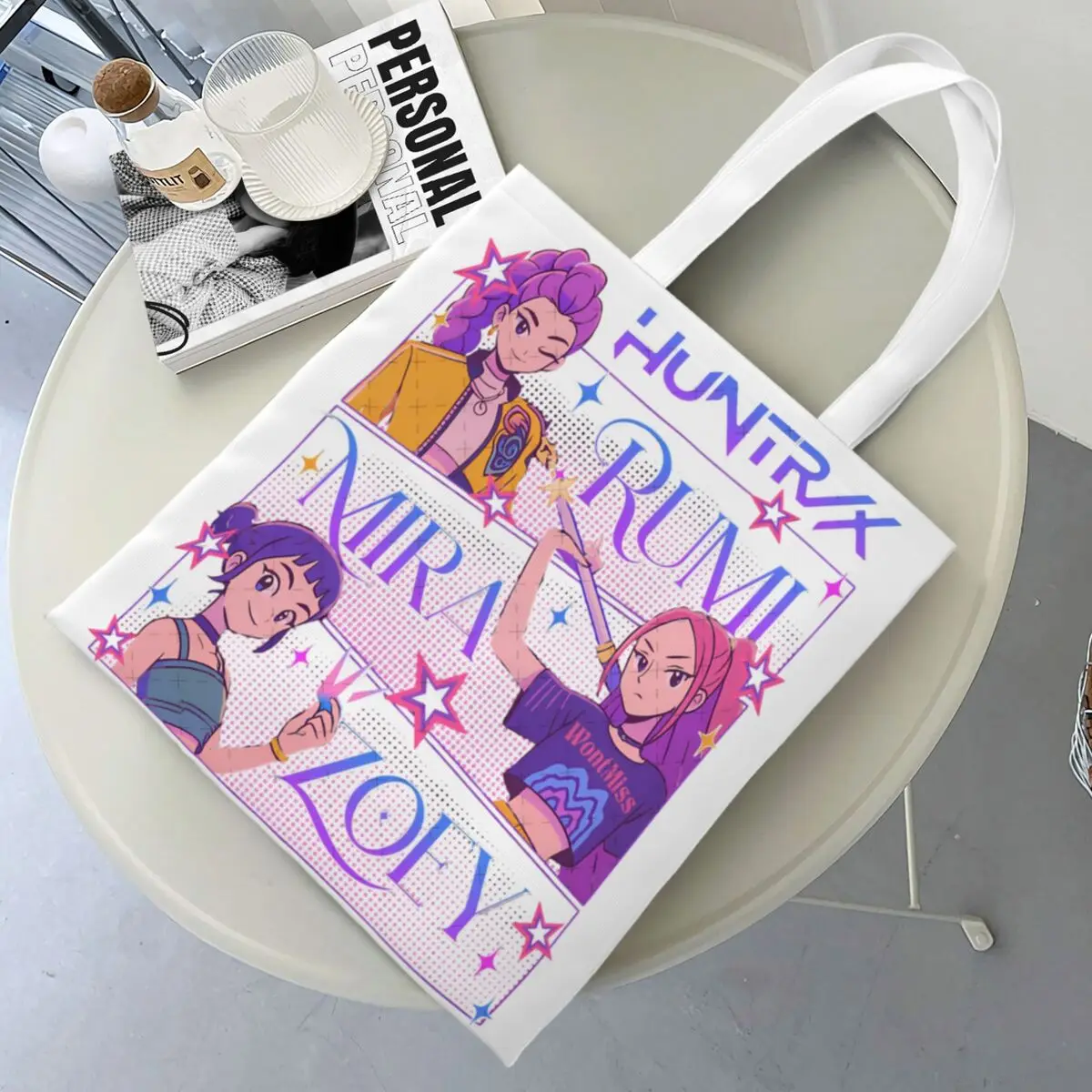 kpop-demon-hunters-huntrix-derpy-tigre-shopper-saco-de-compras-impressao-sacos-de-compras-feminino-moderno-sacola-pano-escola-estudante-bolsas