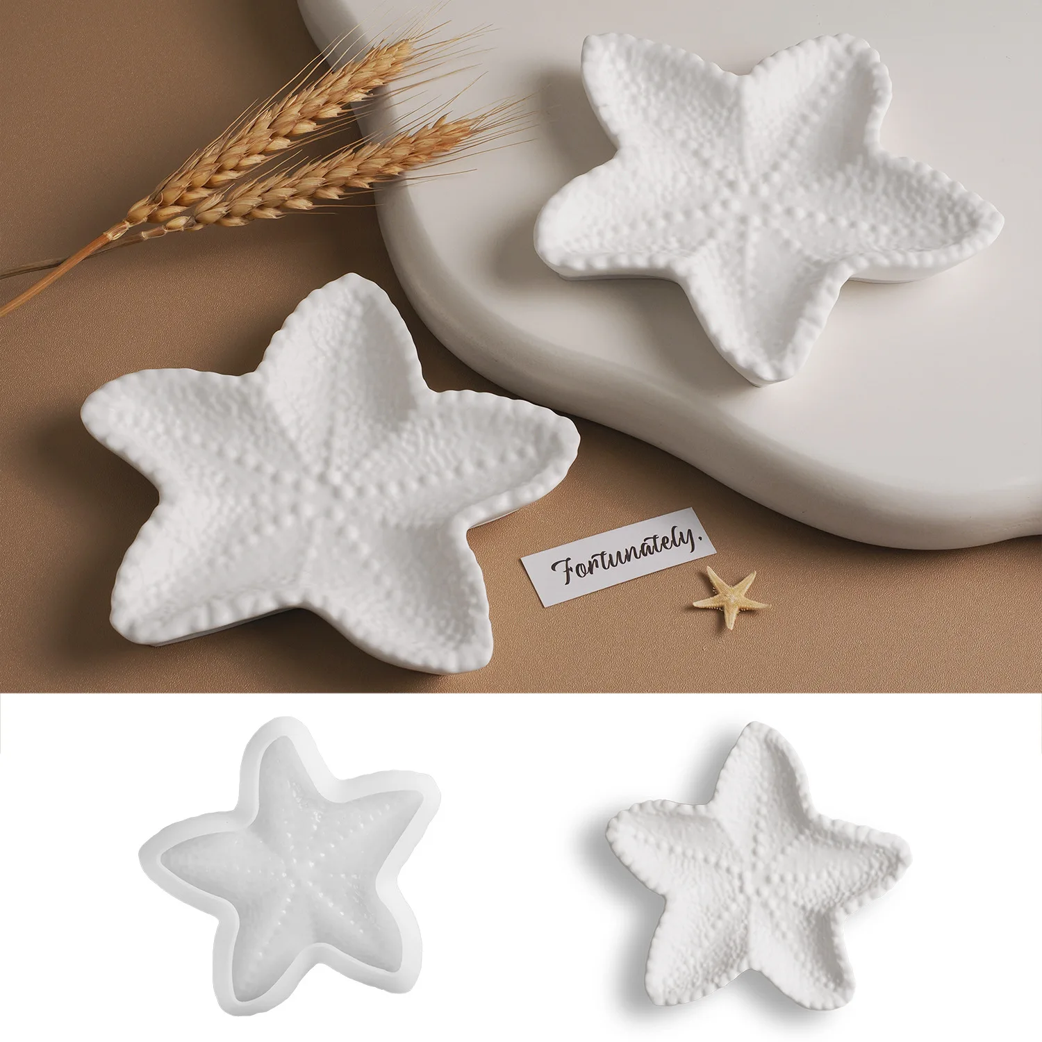 Starfish Tray Silicone Mould Starfish Starage Tray Concrete Cement Mold Jewelry Display Dish Plate Plaster Molds Home Decor