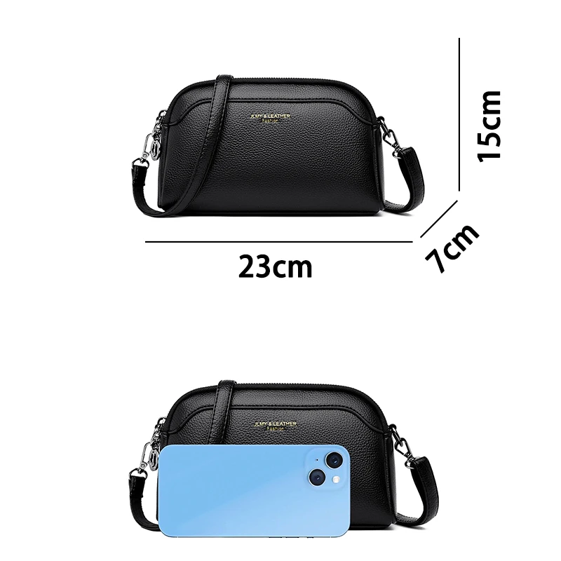 Faionable Soft Leather oulder Bag for Women New Sle Mommy Bag Versatile Medium Ladies Crossbody Bag Casual Pure Color Sac A Main