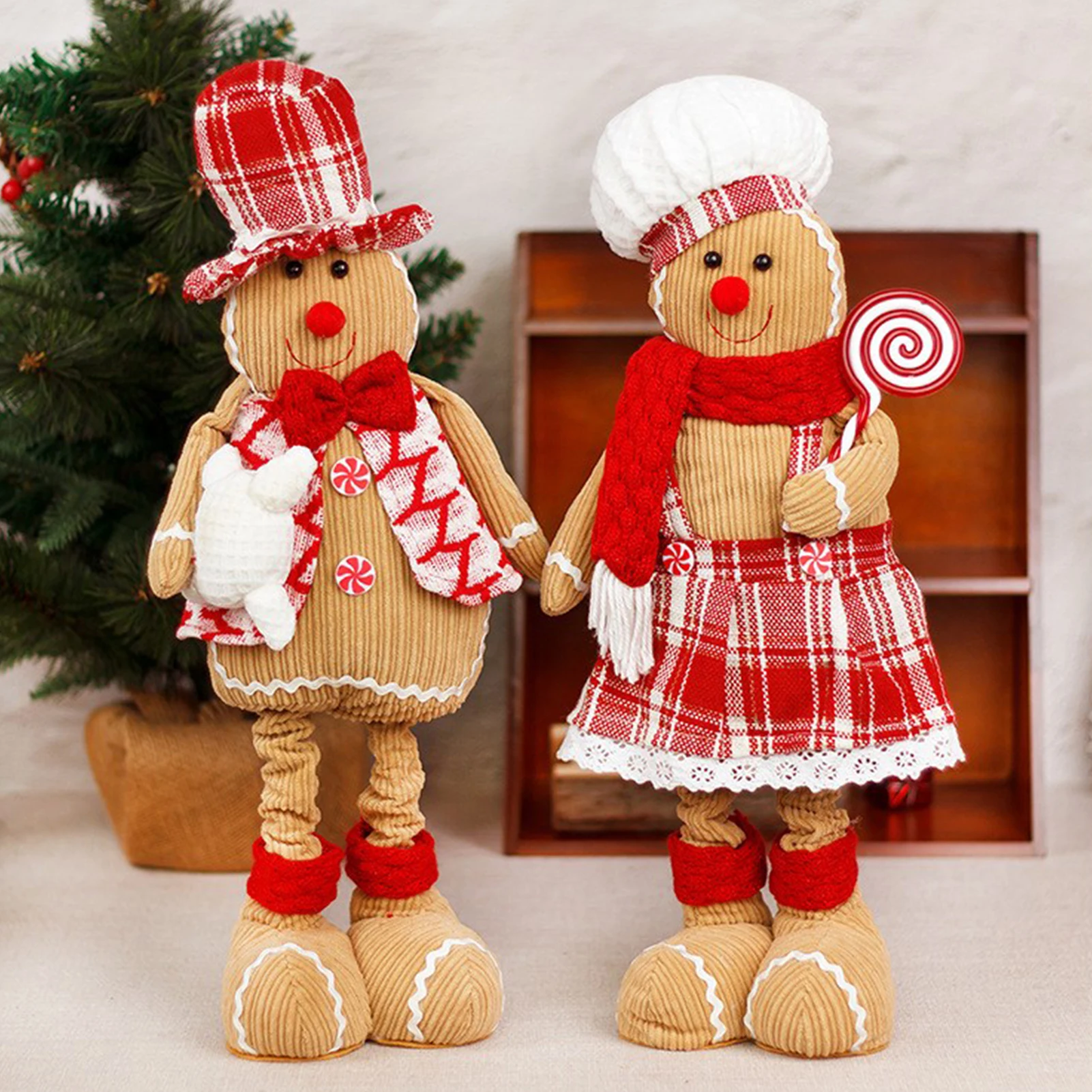 Christmas Gingerbread Man Chef Tabletop Christmas Decorations for Home New Year Gift Navidad Scalable Doll Ornaments