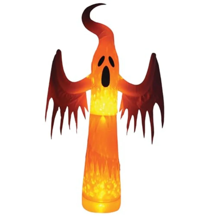 12 ft Giant Inferno Ghost, 1 Inferno Module for outdoor Halloween display, flame-resistant polyester, orange-red, ultra-bright