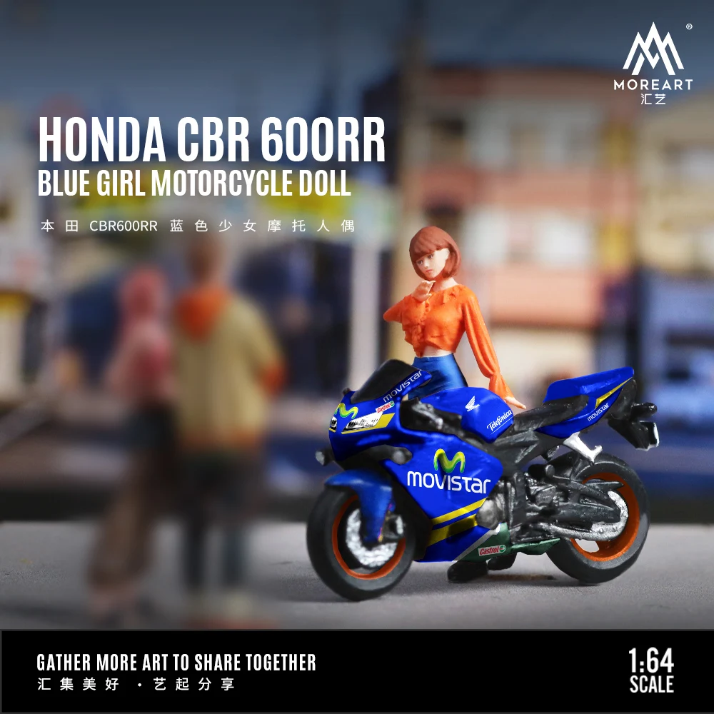 Presale*MoreArt 1:64 Honda CBR600RR Blue Girl motorcycle action figure set-Delivery in December