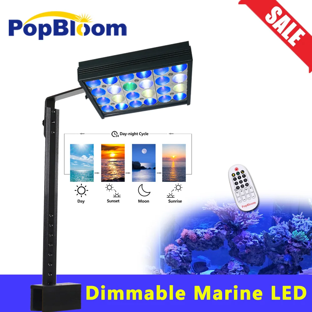 

PopBloom-Marine Aquarium Lighting Dimmable Nano Saltwater Lighting for 30-45cm Marine Reef Coral Grow Fish Tank Lamp,30W,Sunrise