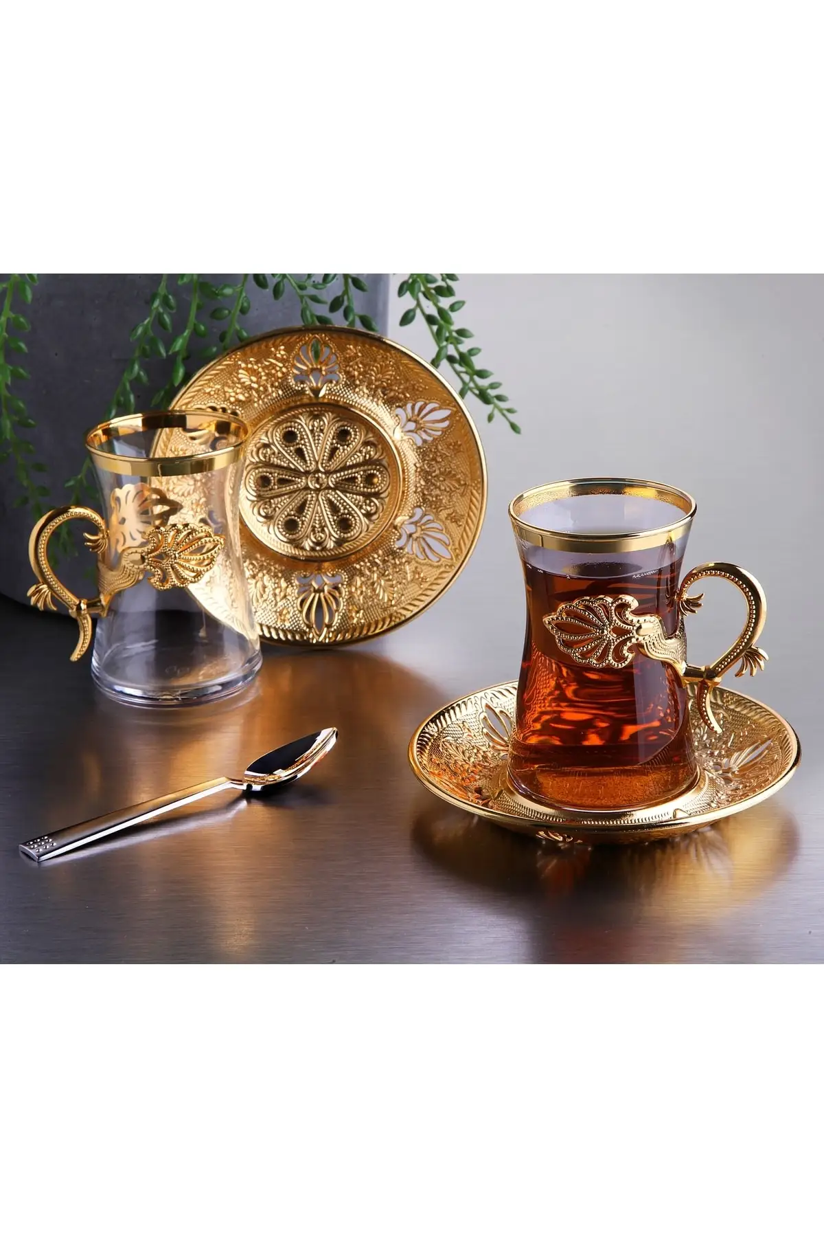 

DOLBOVI Çeyizlik Sefa 6 Personality Tea Set Gold Luxury Souvenir English Tea Glass Cup