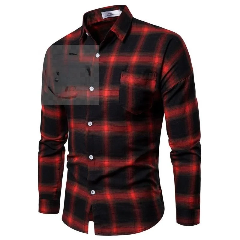 

Мужская повседневная одежда Long Sve Plaid irt Autumn Faion с широким воротником, специальный широкий крой, осенний сезон, Long Sve Plaid, мужская irt