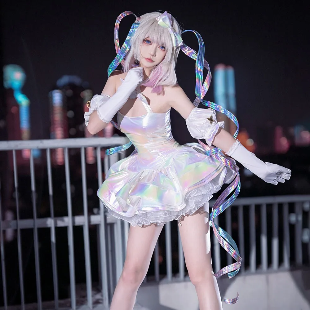 

KAngel Cosplay Costume Wig NEEDY GIRL OVERDOSE Streamer Overload Lolita Dress 2nd Anniversary Outfit Women Laser Skirts Ribbon