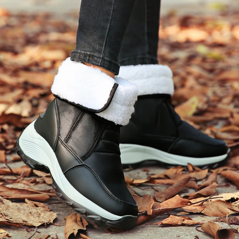 Botas de Nieve Impermeables para Mujer, Color Rosa Claro, con Doble Cierre de Velcro Winter school supplies, bicycle accessories