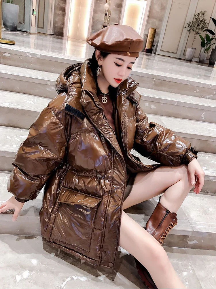 European Winter New Women\'s Down Cotton Jacket Loose Commuter Windproof Hooded Cotton Jacket