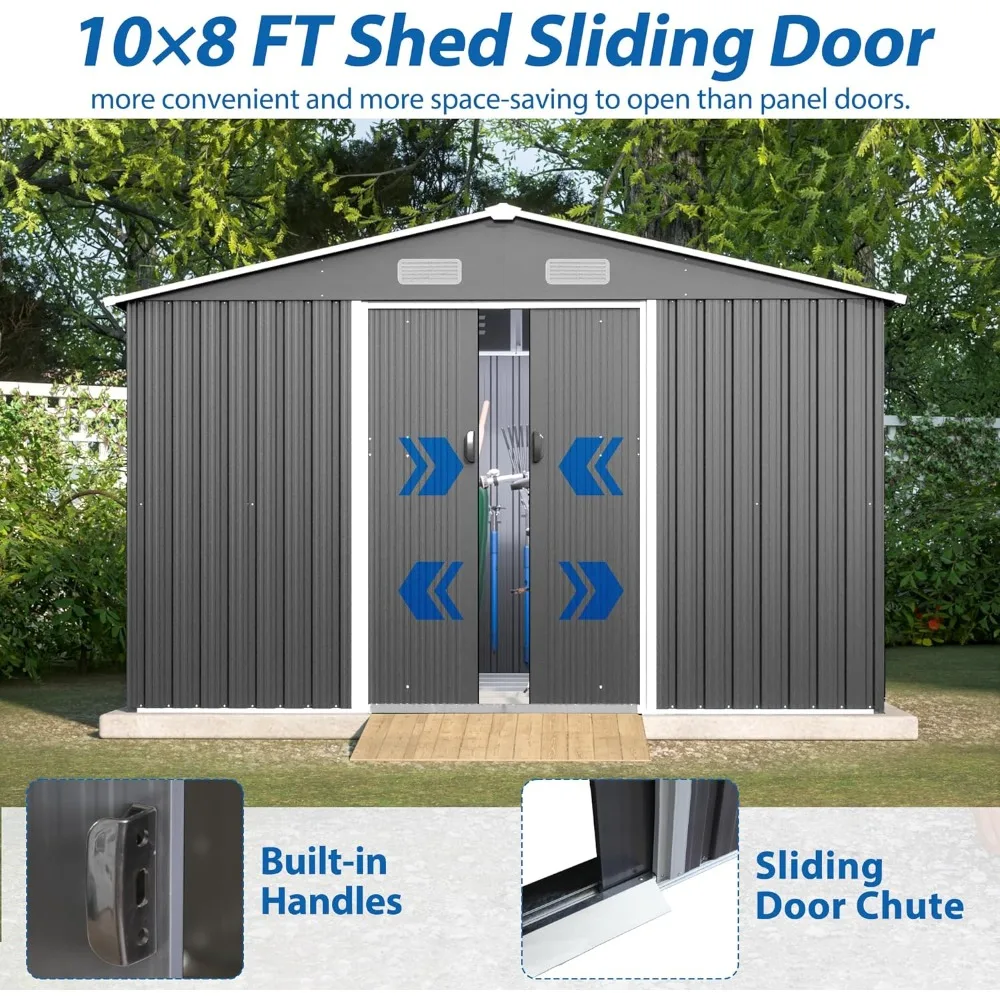 Storage Shed, All Weather Large Metal Foundation Shed,Heavy Duty Tool Sheds Storage House with Lockable Doors & Air Ven