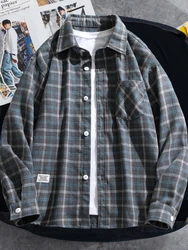 Oversized 9xl 8xl Plaid Shirts Men Long Sleeve Single Breasted Cotton Shirt Korean Style Vintage Streetwear Large Size Clothing