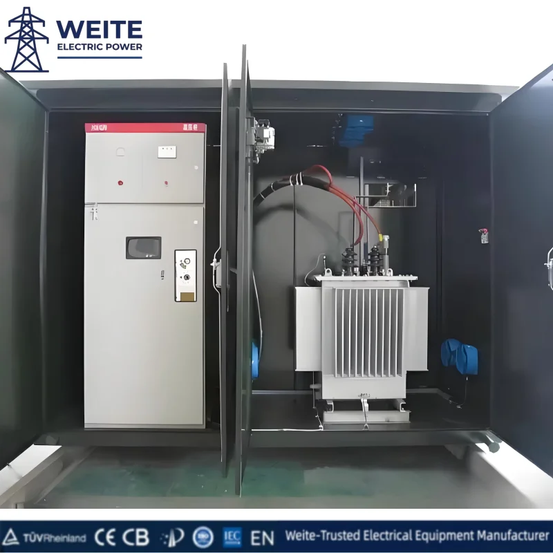 Three-Phase 50Hz High Voltage/ Low Voltage Prefabricated Substation Power Distribution 500kVA 10/0.4kV System IP54