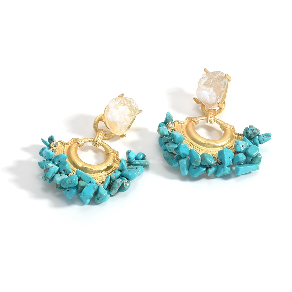 Vintage Handmade Beaded Earring For Women Boho Jewelry Resin Stone Statement Jewelry Bohemian Ear Ring Drop Earrings