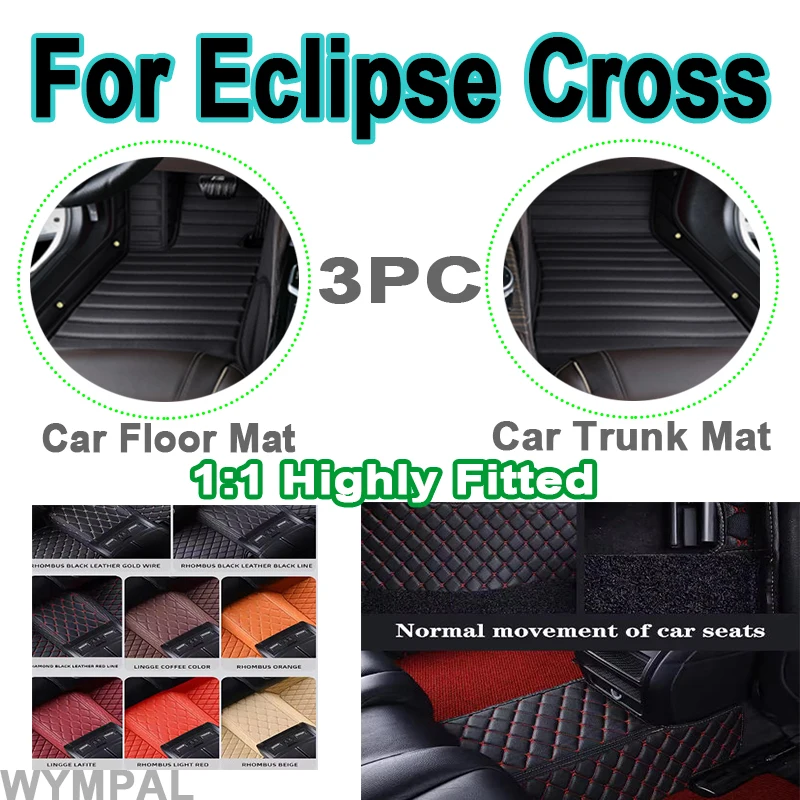 

Luxury Custom Car Floor Mats For Mitsubishi Eclipse Cross 2018 2019 2020 Auto Foot Pads Automobile Cover Interior full Carpet