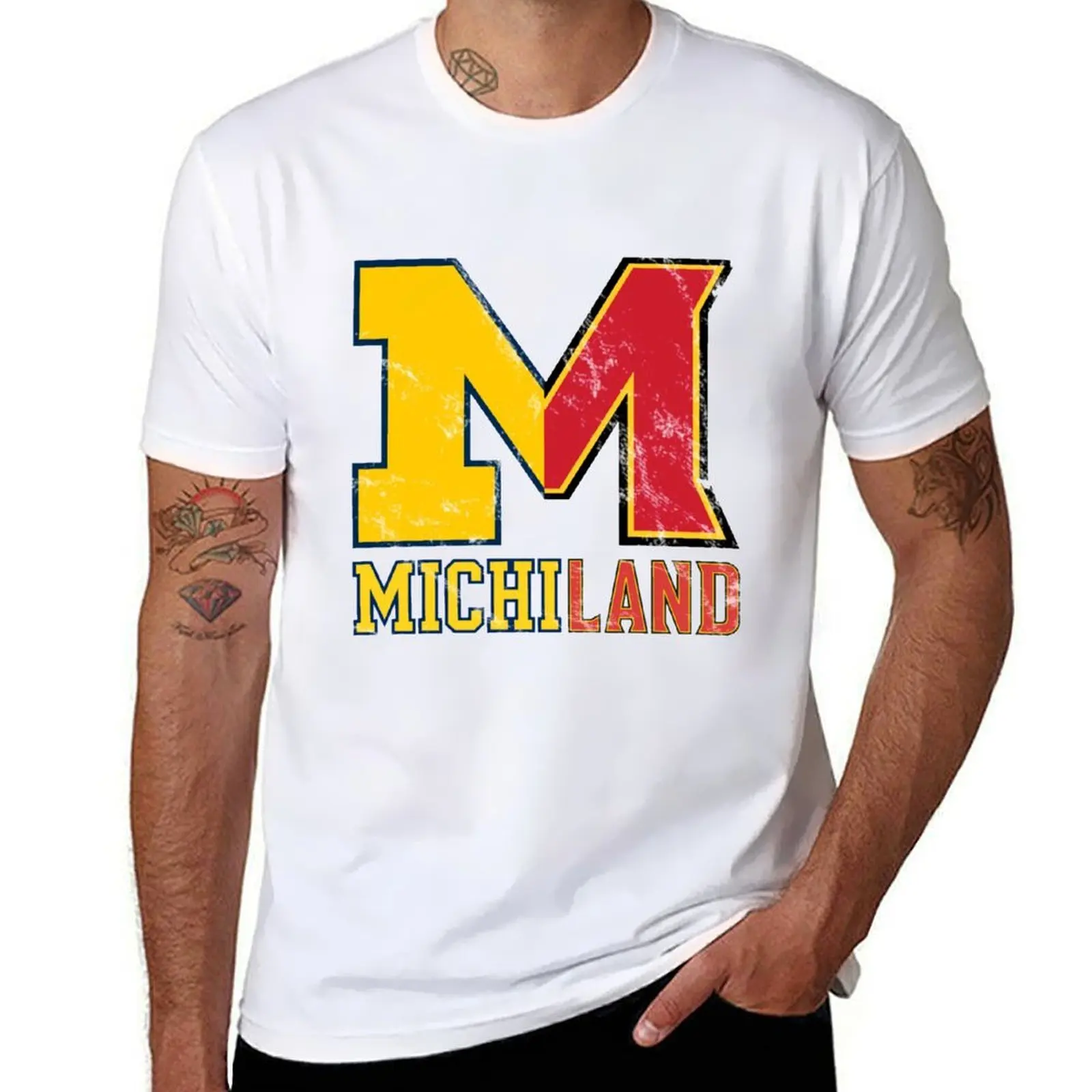 

Michiland Crossover Distressed T-Shirt t shirts for man cotton soft t shirt man cotton T-Shirt