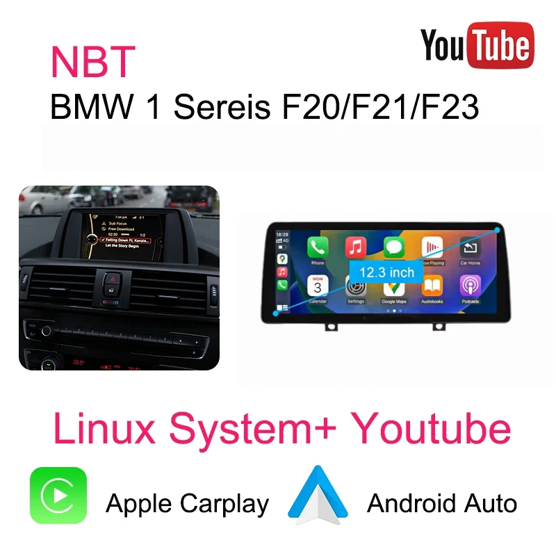 Bonroad 10.25" draadloze CarPlay Android Auto autoradio voor BMW 1 2 3 4 Serie F20 F21 F23 F30 F31 F32 F33 F34 F35 F36 2013-2017
