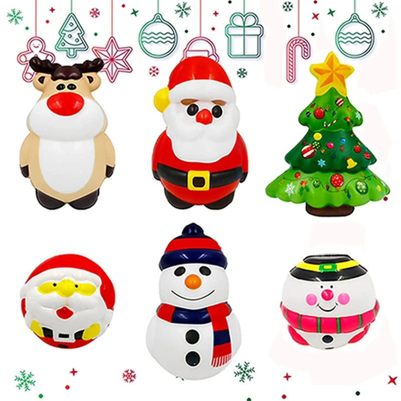 Christmas Tree Santa Claus Snowman Anti-Stress Relief Bounce Toy New Year Decor 2024 Christmas Party Decor Xmas Kids Favor Gifts