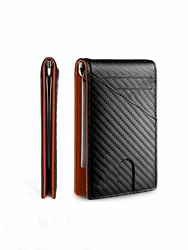 Fashion Simple Carbon Fiber Money Clip Commuter Portable Slim Mini Multifunctional Card Bag Card Wallet