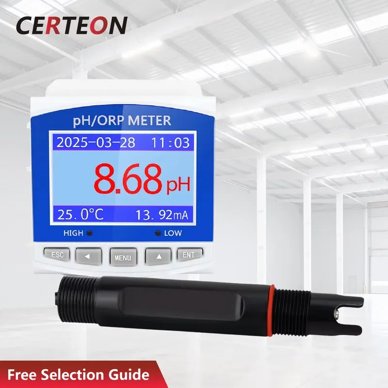 High Precision Industrial Online pH Controller Sensor 4-20mA RS485 Automatic Digital pH Meter for Wastewater Treatment