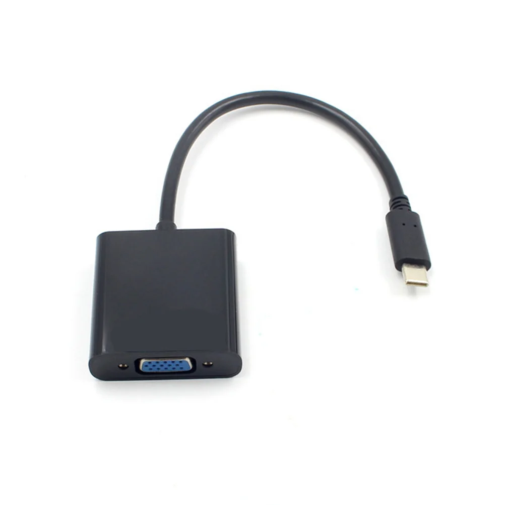 USB-C-zu-VGA-Adapterkabel, schwarzer Typ-C 3.1-Konverter für HDTV-Monitorprojektor, vollständiges 1080p-Video-Typ-C-zu-VGA-Konverterkabel