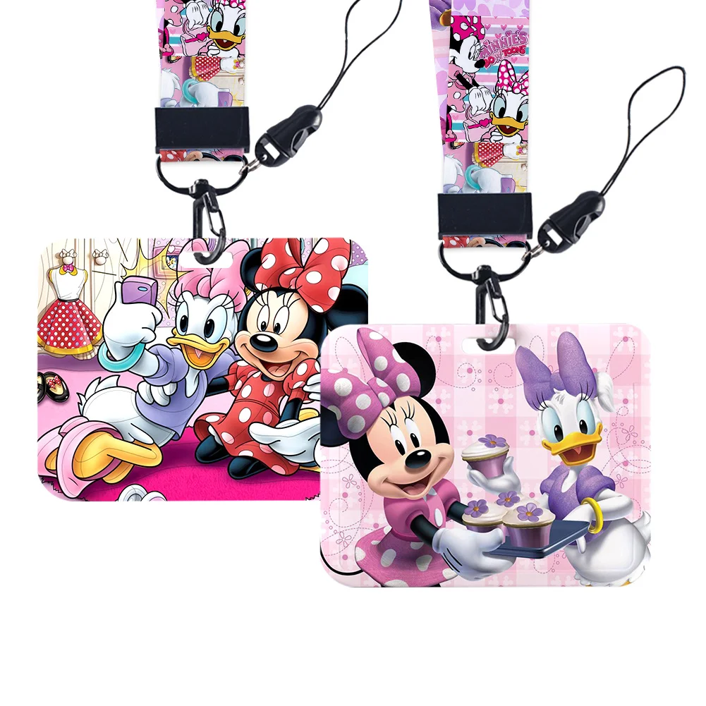 

Держатель для карт Disney Minnie Daisy Cute University, горизонтальный, с ремешком, для удостоверений личности, проездных и банковских карт