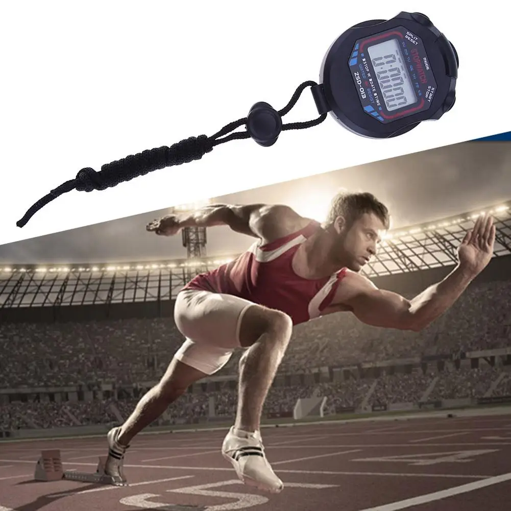 Digital Running Timer Waterproof Handheld Sports Stopwatch Electronic Multifunctional Lightweight Portable Practical with Strap