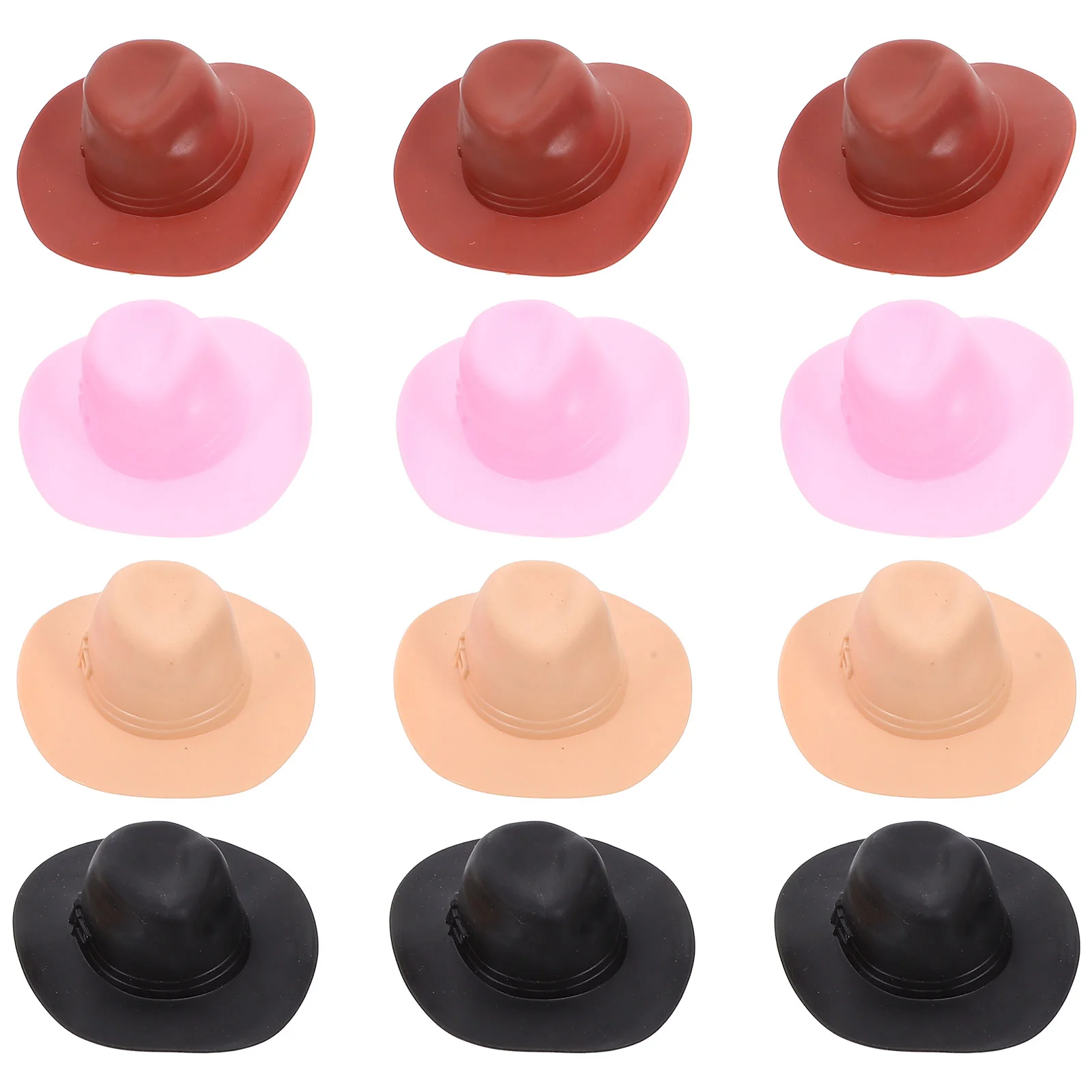 

12pcs Mini Plastic Cowboy Hats House Mini Cowboy Caps Decorative Hat mini cowboy hat for crafts