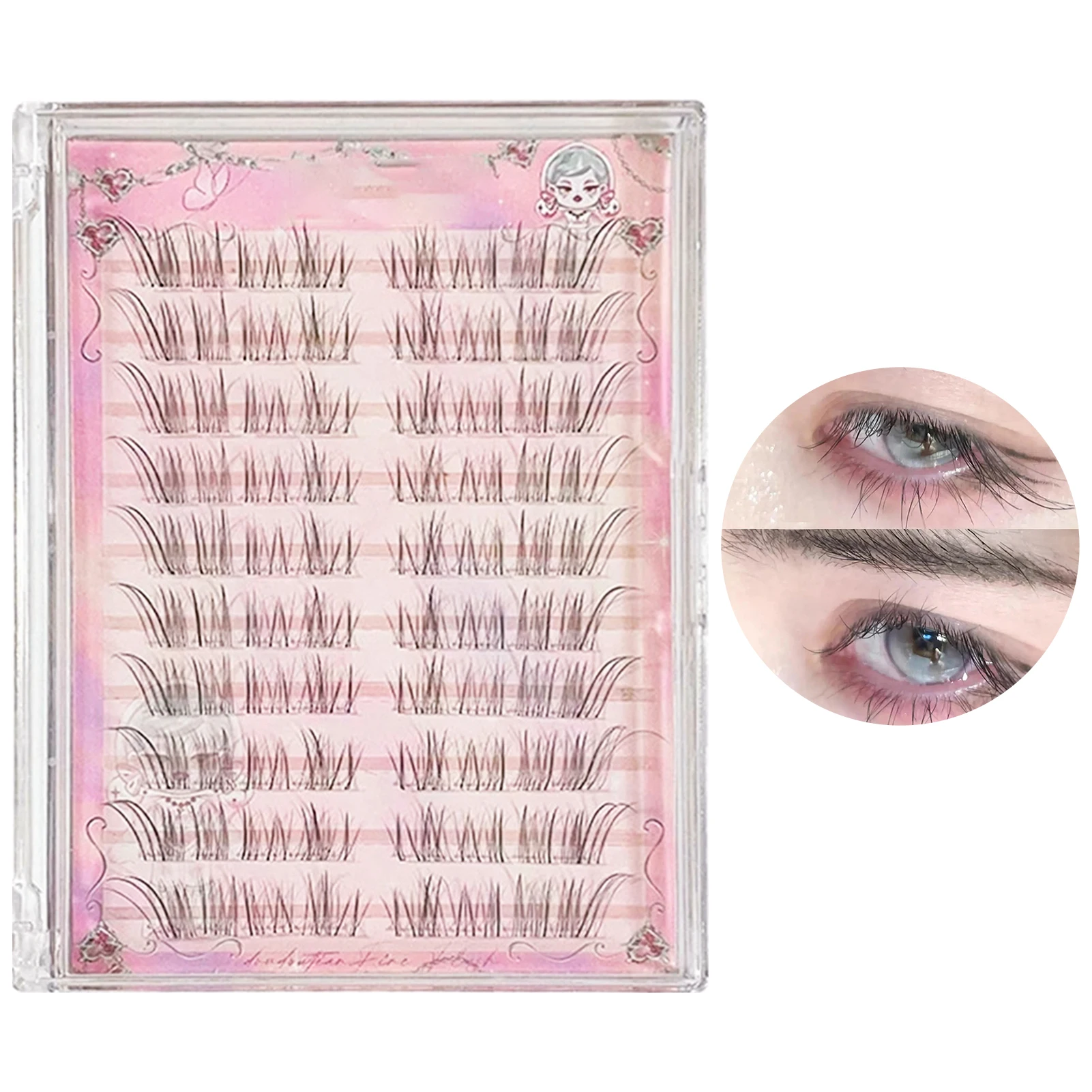 10-reihige Einzelwimpern-Cluster, segmentierte natürliche Wimpernverlängerung, Fuchsstil, fliegende falsche Wimpern, Make-up-Werkzeug