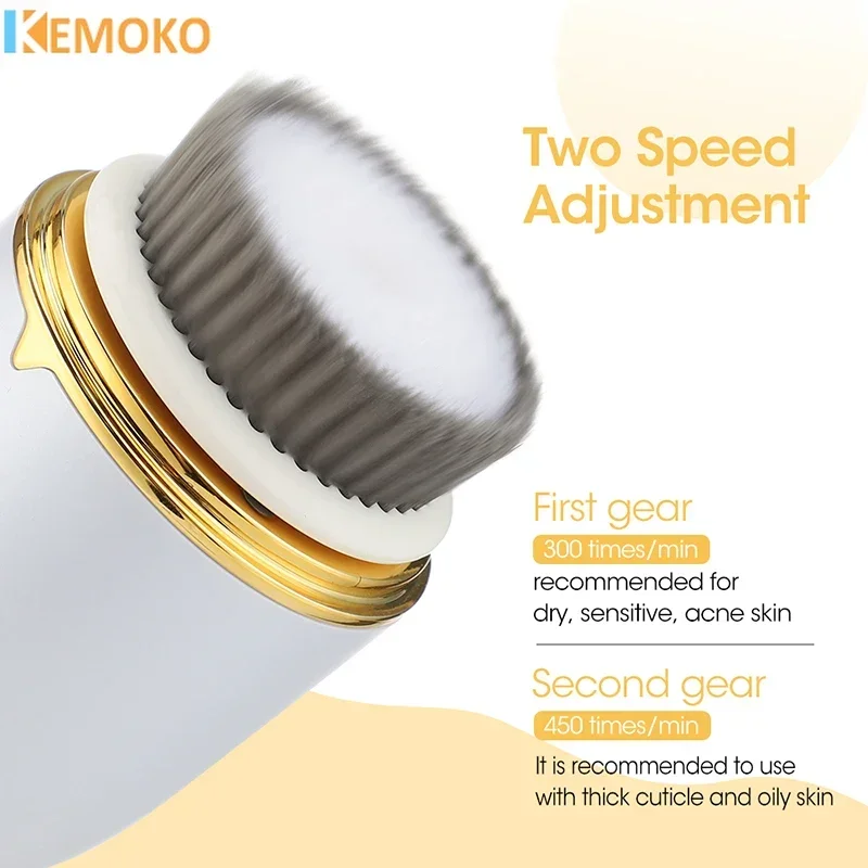 3 ใน 1 แปรงทําความสะอาดผิวหน้าไฟฟ้าอุปกรณ์ซิลิโคนทําความสะอาดลึก Exfoliator ทําความสะอาดการสั่นสะเทือนนวด Exfoliating Beauty