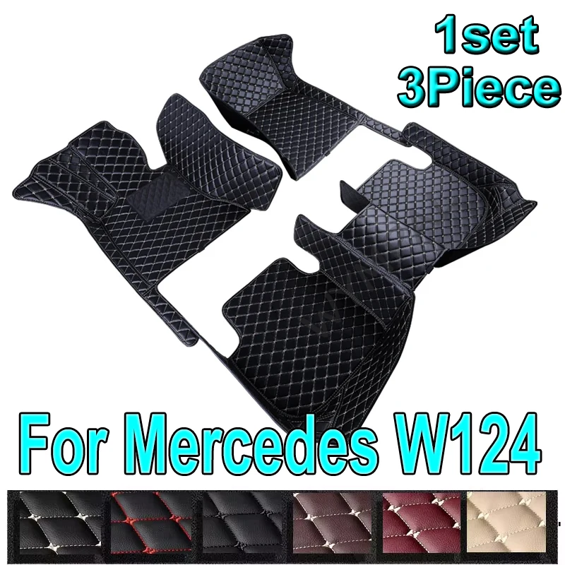 Custom Automotive Car Floor Mats For Mercedes W124 1985 1986 1987 1988 1989 Auto Luxury Leather Men Women Car Mats Full Coverage