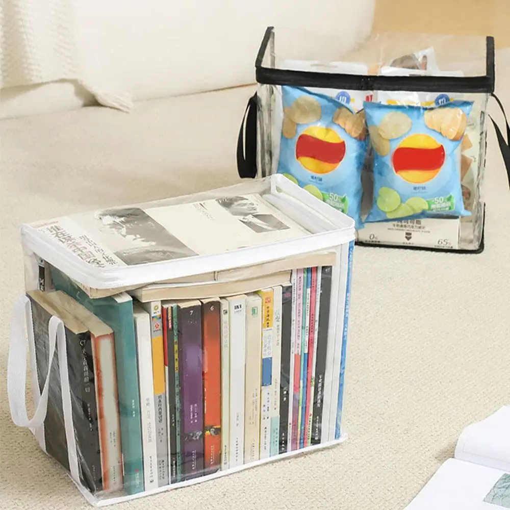 Hot Large Capacity Portable Book Storage Box Student Classroom Sorting Storage Bag Transparent  Waterproof Workbook Storage Box