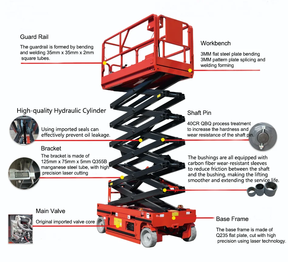 Customized All Electric AC Drive System Scissor Man Lift With CE