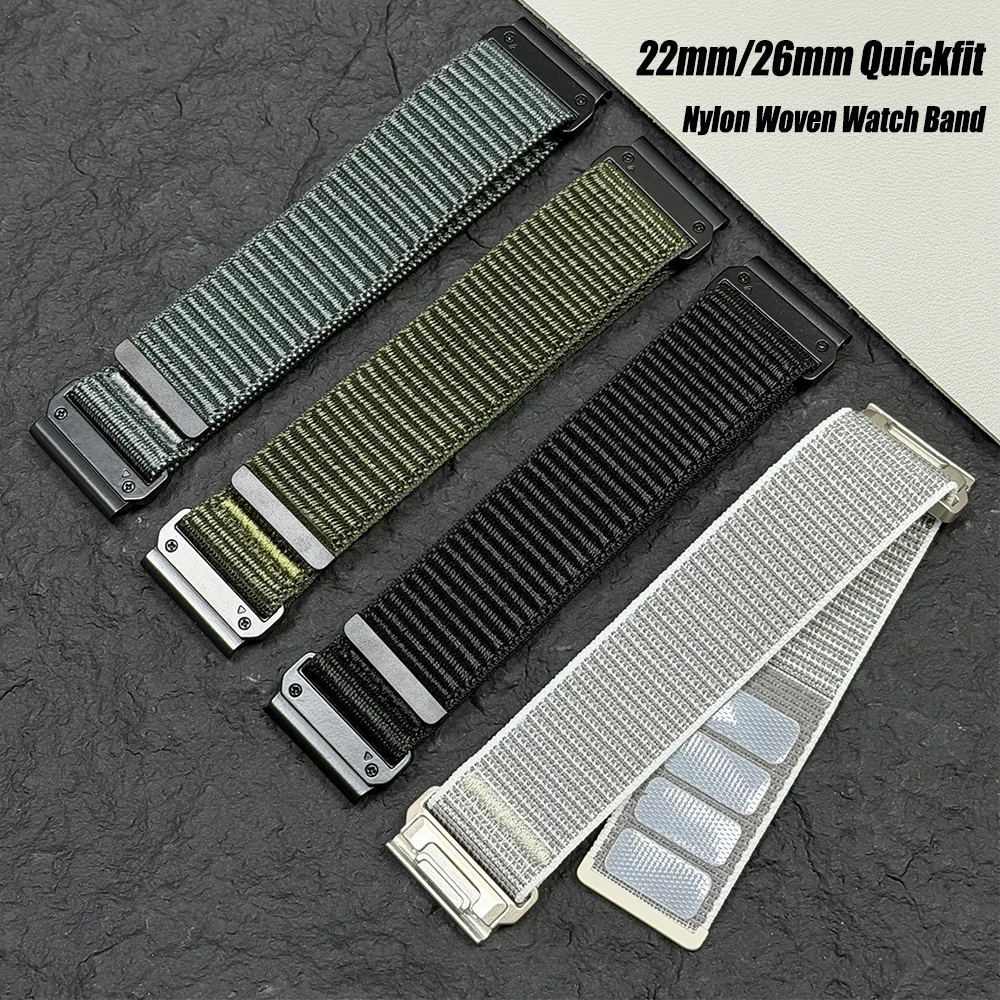 22/26mm Quickfit Nylon WatchBand for Garmin Fenix 8 9 Pro 47mm 51mm/Enduro 4 Breathable Bracelet Tactix 8 7Pro Sport Woven Strap