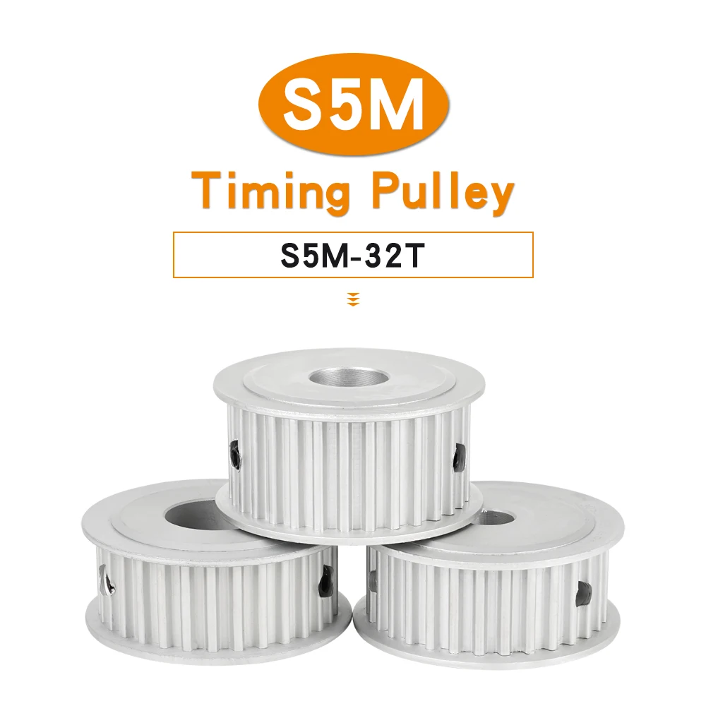 S5M 32T Synchronous Belt Pulley 11/17/22/27mm Width Belt Pulley Bore 8/10/12/14/15/16/17/19/20mm 5mm Pitch STD5M Timing Belt