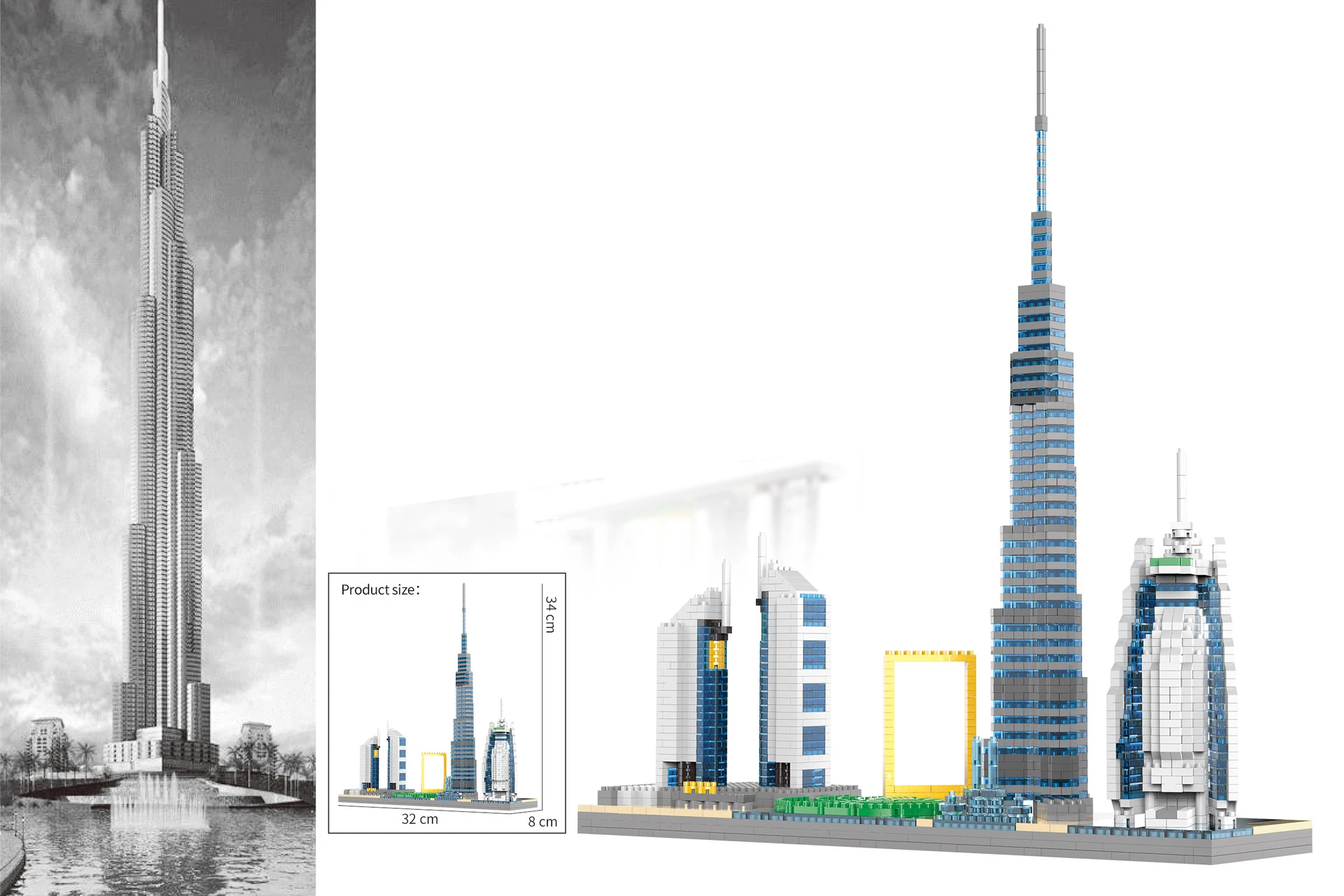 Creative Dubai United Arab Emirates Skyline Architecture Micro Diamond Block UAE Landmark Building Bricks Construction Toy view 4