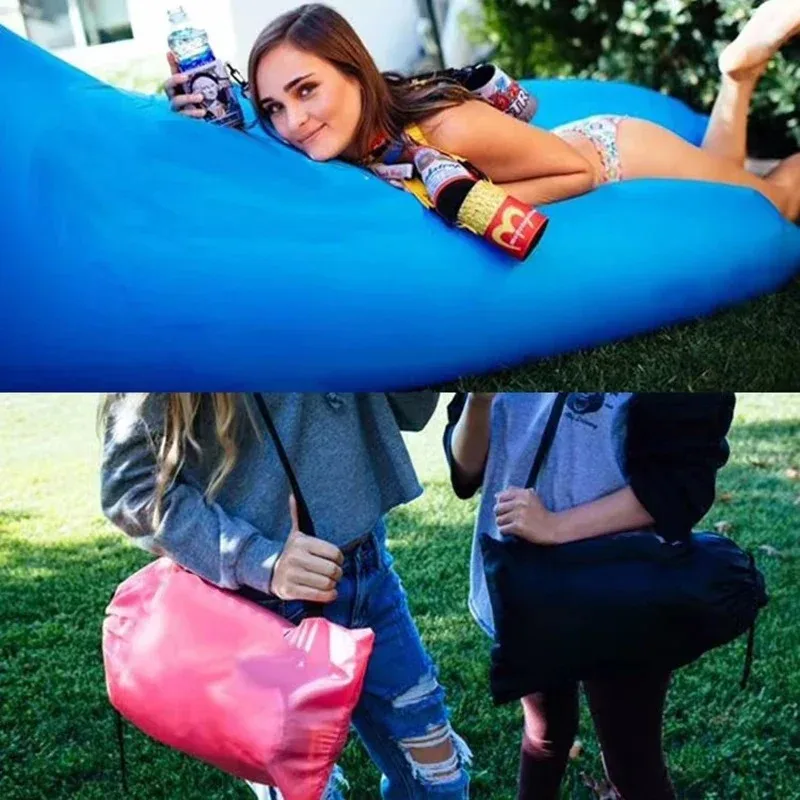 2024 Outdoor Network Red Air Lazy Inflatable Sofa Bag Portable Camping Sofa Mattress Music Festival Concert Recliner