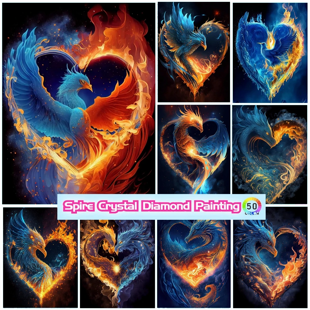 

New 2023 5D Crystal Diamond Painting Fire Ice Phoenix Eagle Bird Full Drills Embroidery Cross Stitch Art Mosaic Home Decor Gifts