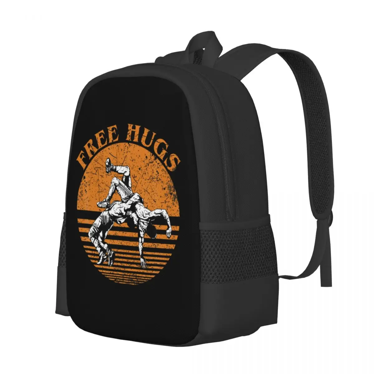 Free Hugs Wrestling Vintage  Collaboration Backpack Large Capacity Cute Foldable 3d Printing