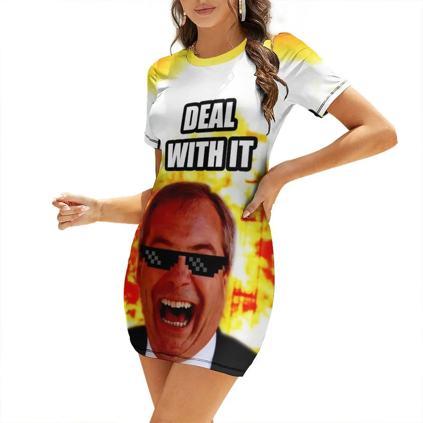 

Deal With It Nigel Farage Short-Sleeved Dress Women's long dress women evening dress prom dresses summer daily