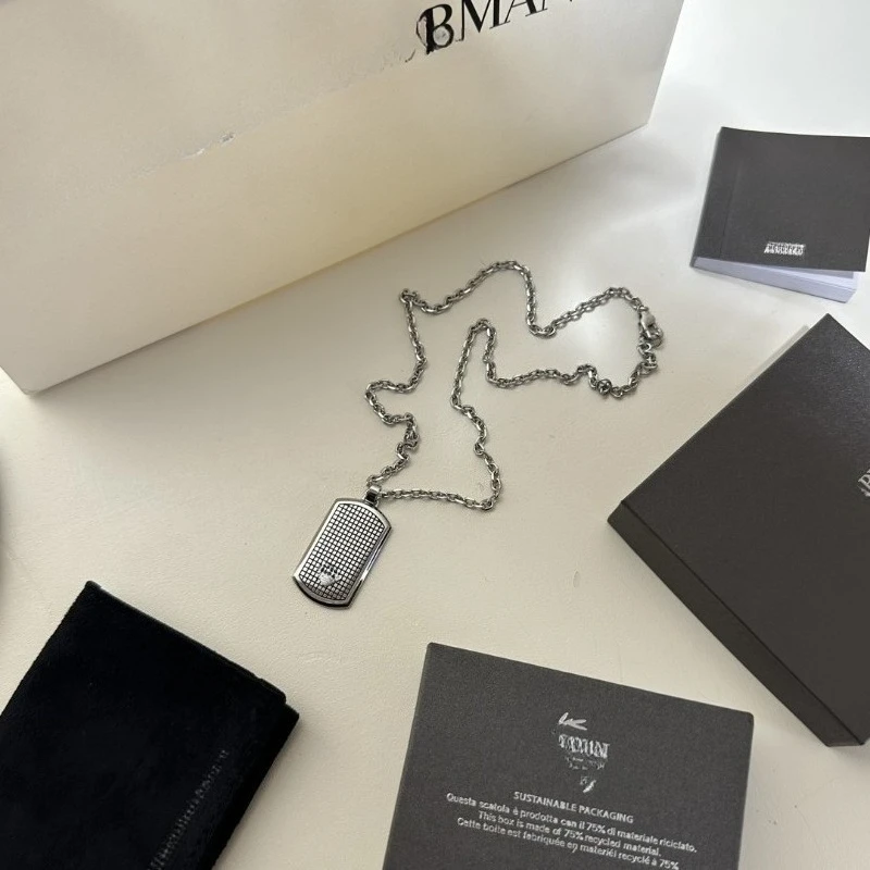 

Black Enamel Square Pendant Necklace - Trendy Statement Piece