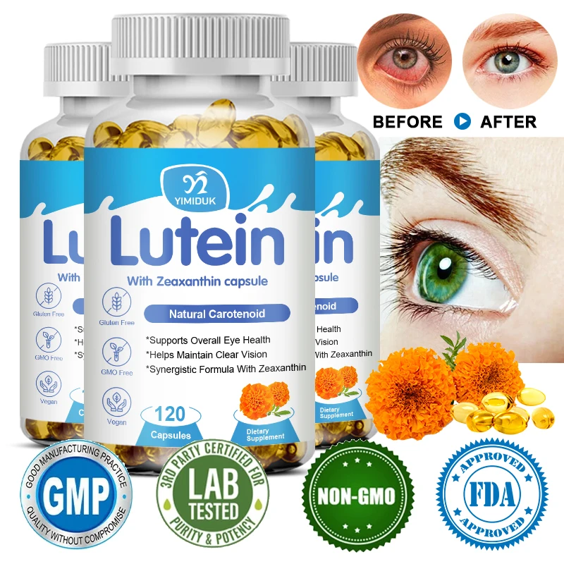 Lutein With Zeaxanthin Capsule Supplement For Eye Health To Support Overall Vision Function & The Macular