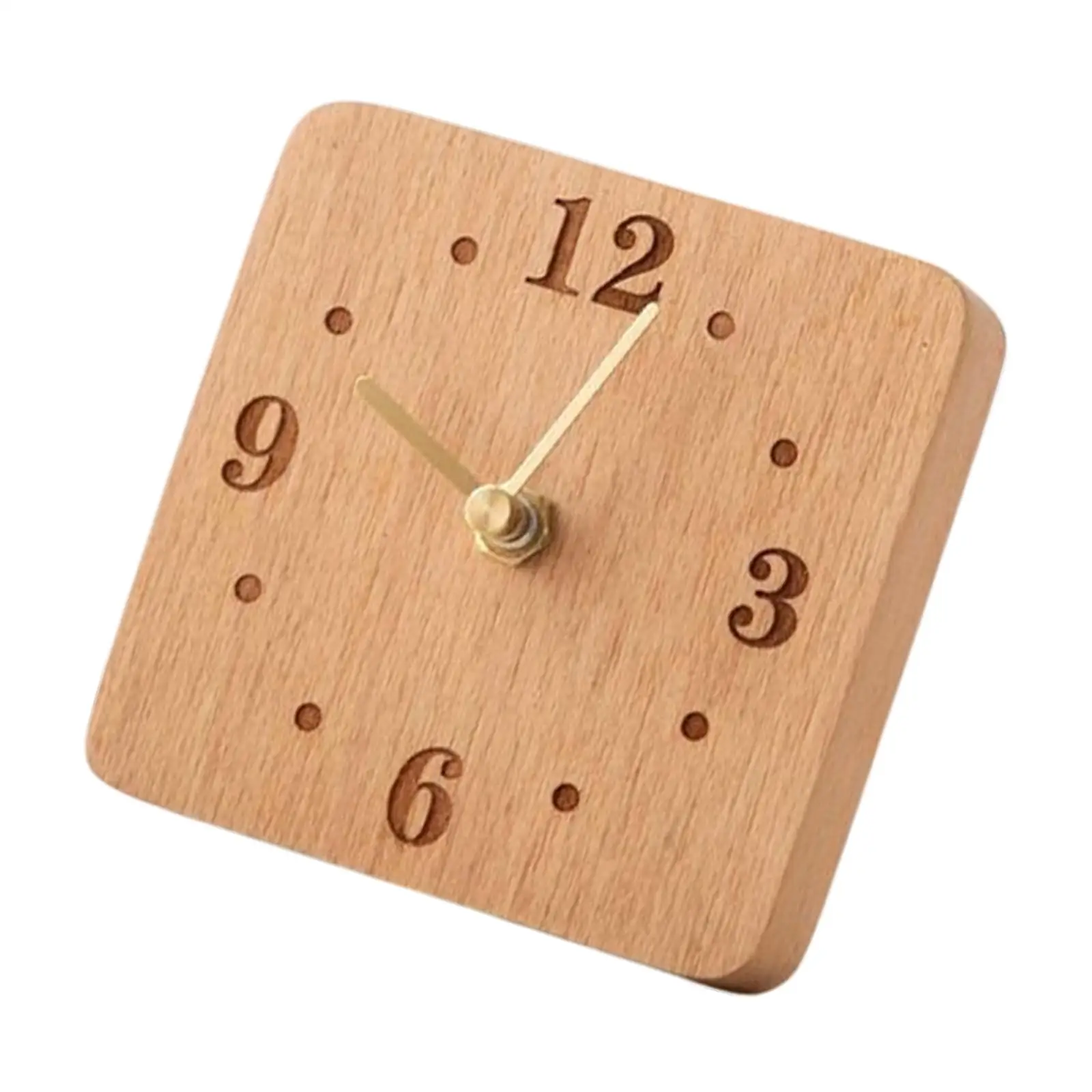 Modern Minimalist Wood Desk Clock Square Small Table Clock Quiet for Bedroom Living Room Home Office Decor