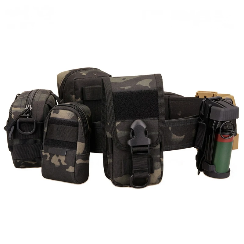 Multi-functional Tactical Belt Quick Release 5.2cm Wide MOLLE Waist Belt Adjustable 70-120cm for Outdoor Hunting CS Camping