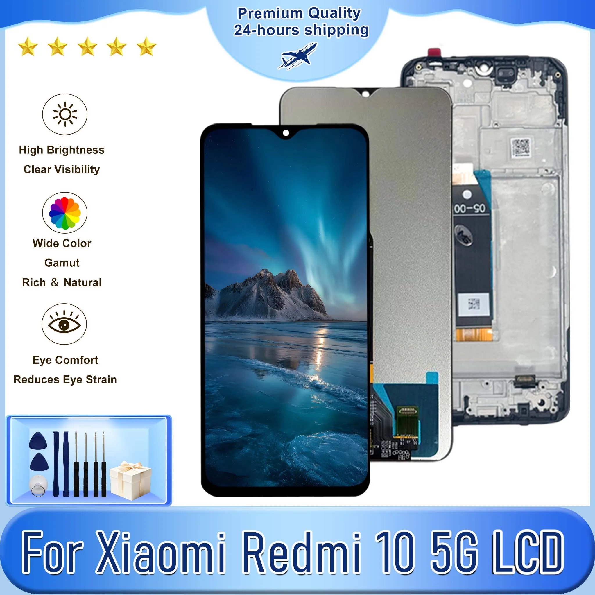 IPS For Xiaomi Redmi 10 5G Display 22041219NY Touch Screen For Xiaomi Poco M5 Display Digitizer Panel Assembly Replacement Parts