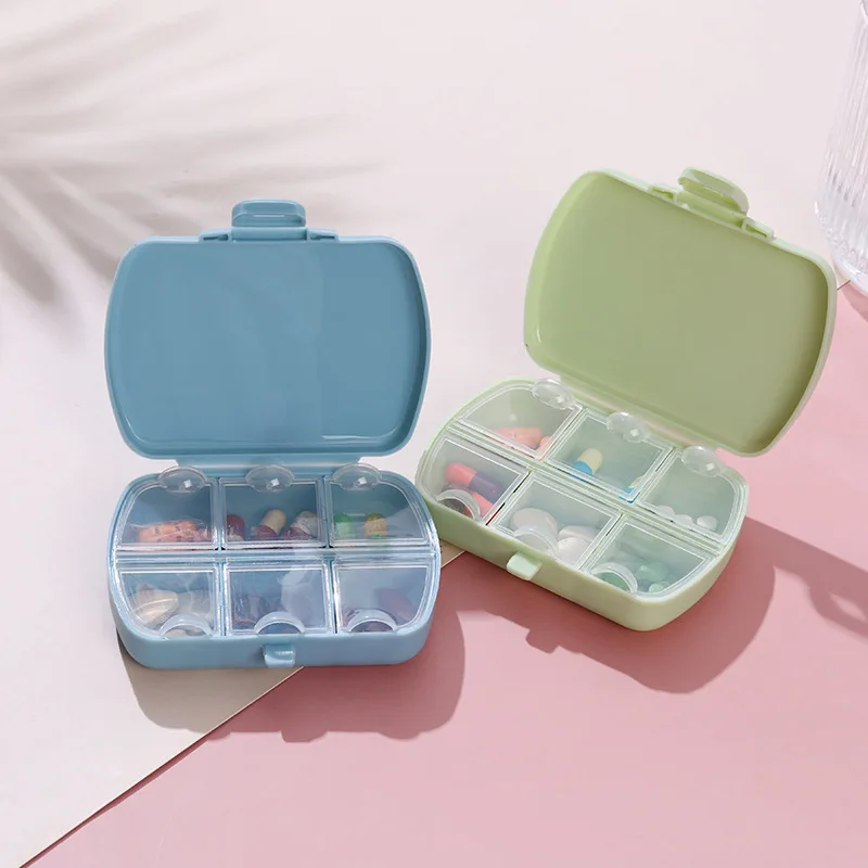 Fashion Portable 6 Grid Pill Box Tablet Pillbox Dispenser Medicine Boxes Dispensing Medical Kit Organizer Travel Pill Case