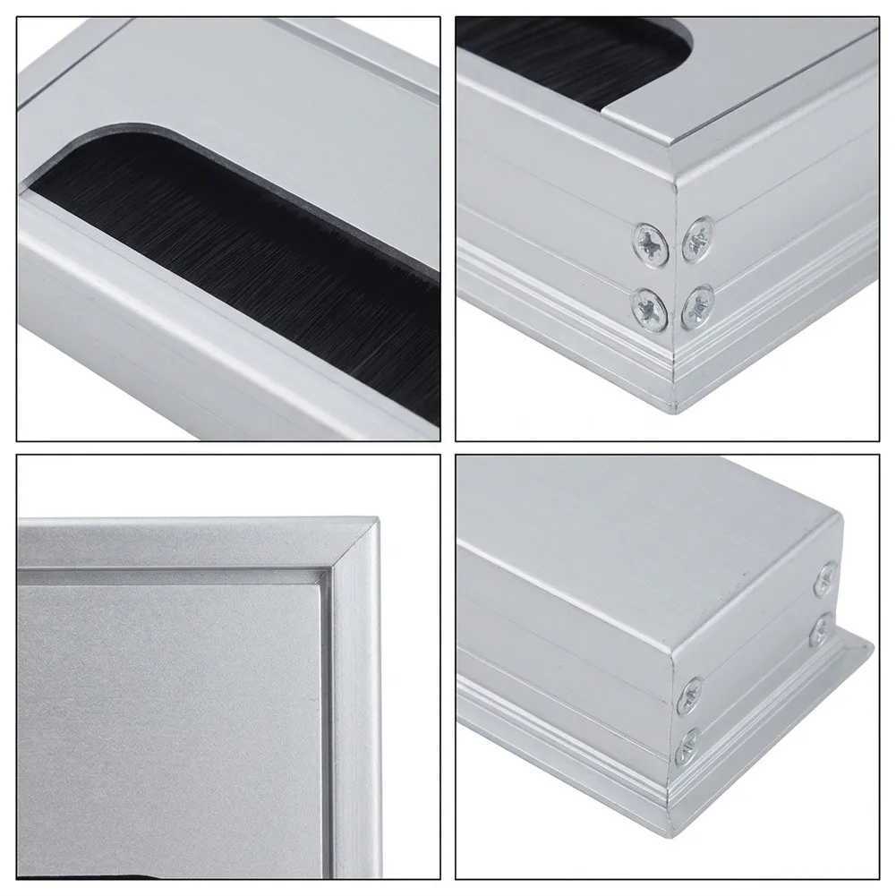 Desk Cable Grommet with Aluminum Hole Cover and Protective Brush Keeps Cables Tidy and Prevents Dust Buildup in Workspaces