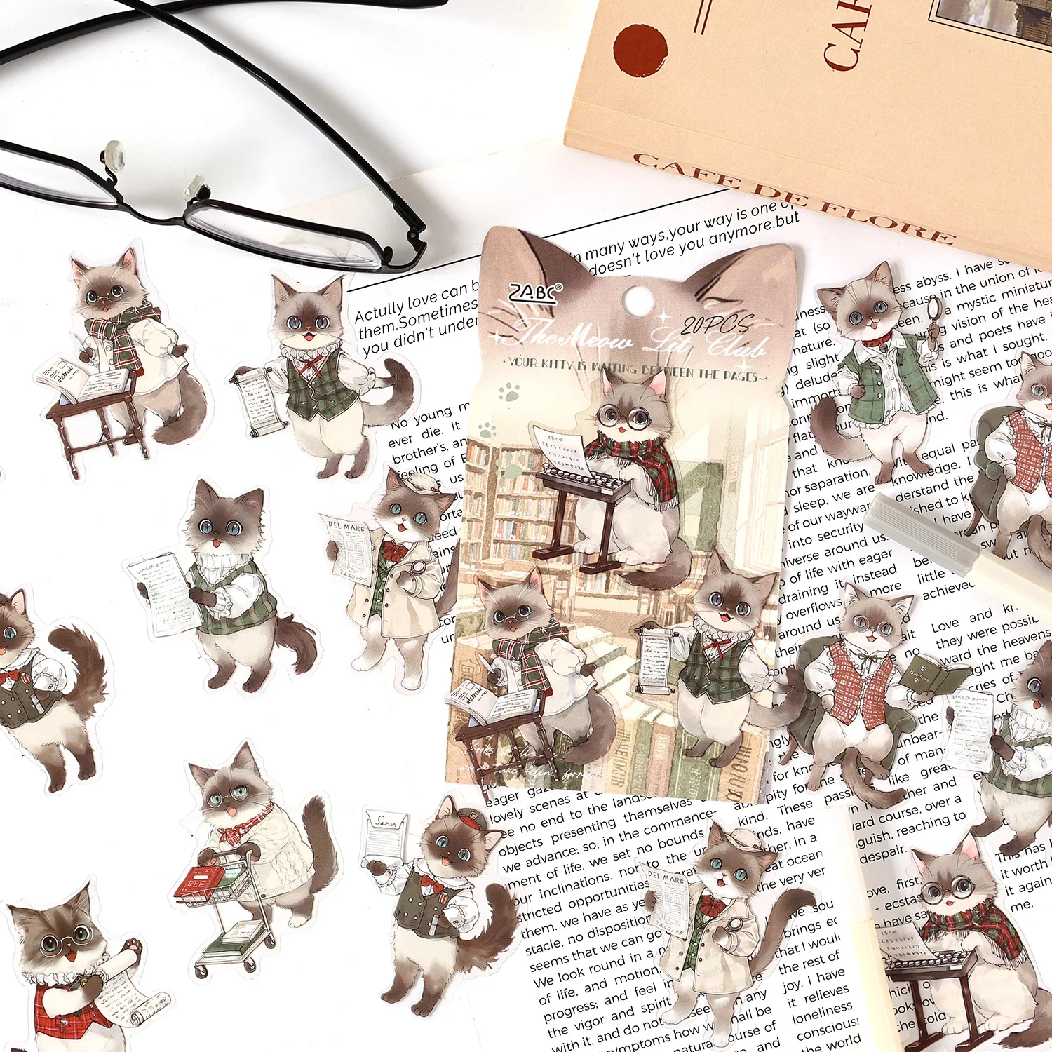 20sheets/1lot kawaii Stationery Sticker Moe Claw Club junk journal Decorative Scrapbooking DIY Craft Sticker
